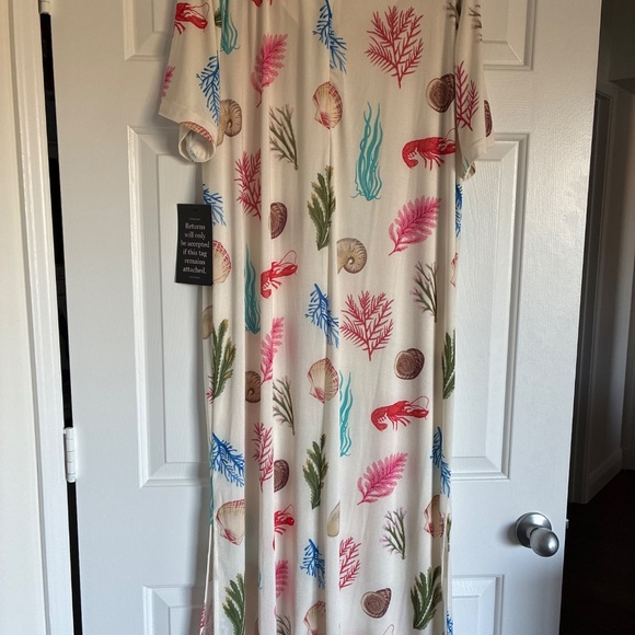 NWT Tuckernuck Bahama Botanical Collette seashell print maxi caftan XL - Picture 8 of 14